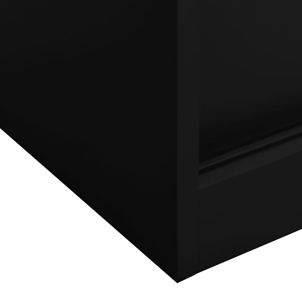 Fekete acél tolóajtós irodai szekrény 90 x 40 x 90 cm Fekete acél tolóajtós irodai szekrény 90 x 40 x 90 cm