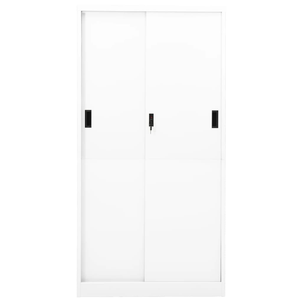 Fehér acél tolóajtós irodai szekrény 90 x 40 x 180 cm