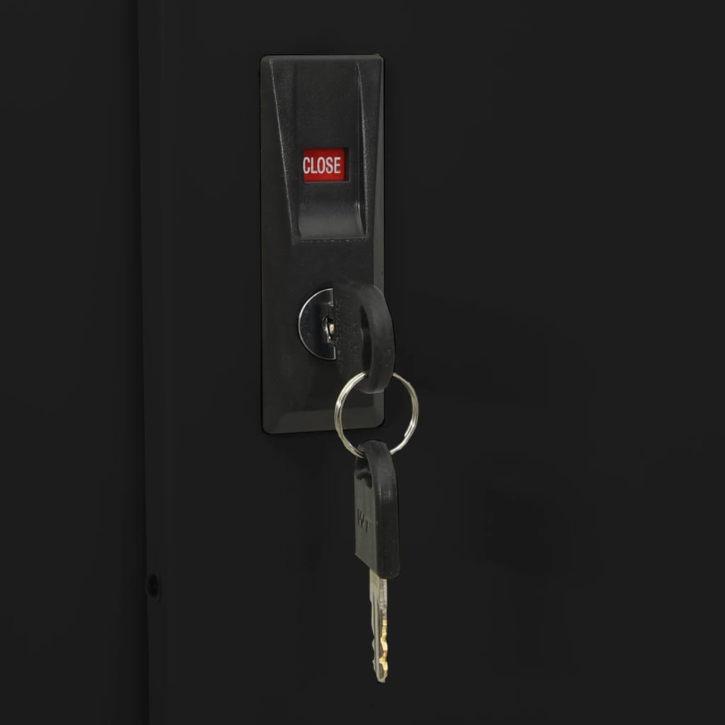 Antracitszürke acél tolóajtós irodai szekrény 90 x 40 x 180 cm