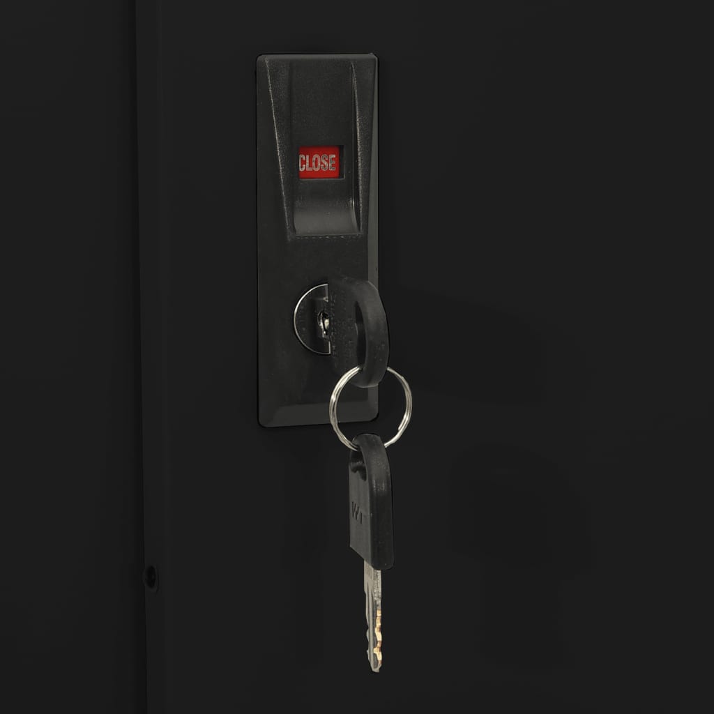 Fekete acél tolóajtós irodai szekrény 90 x 40 x 180 cm