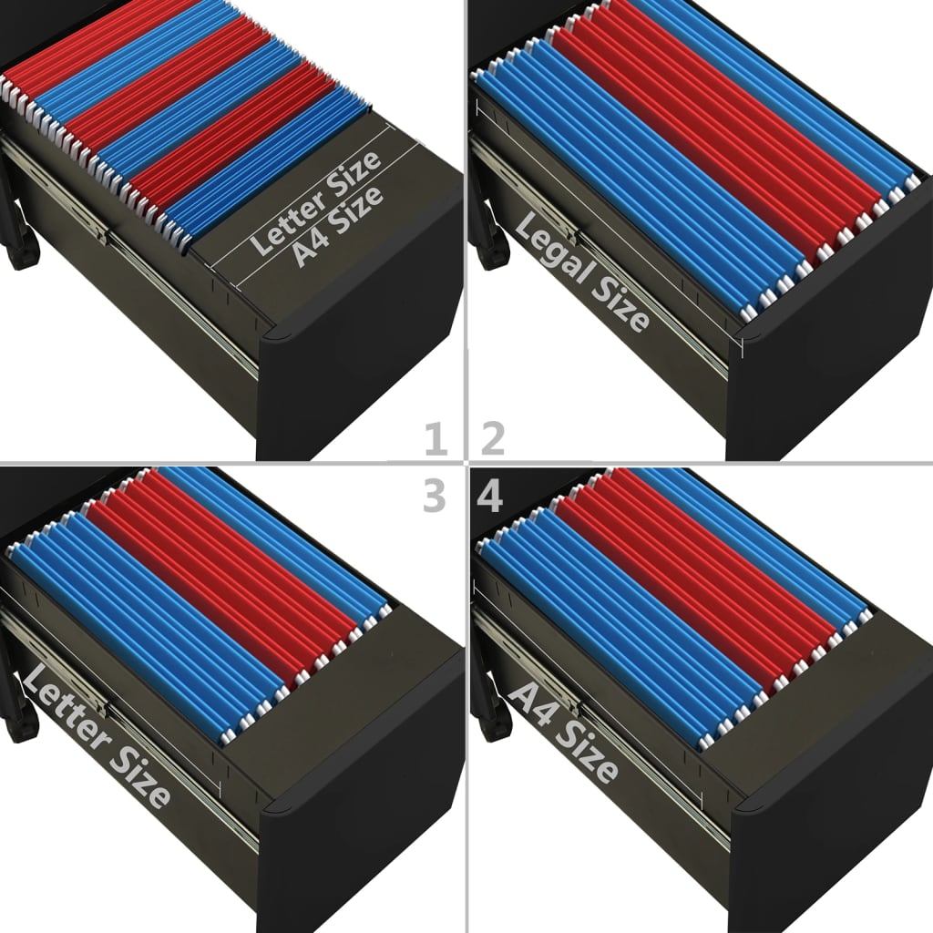 Antracitszürke acél mobil iratszekrény 30 x 45 x 59 cm