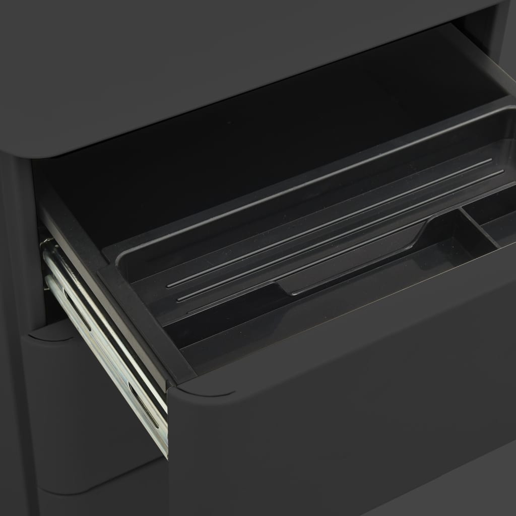 Antracitszürke acél mobil iratszekrény 30 x 45 x 59 cm