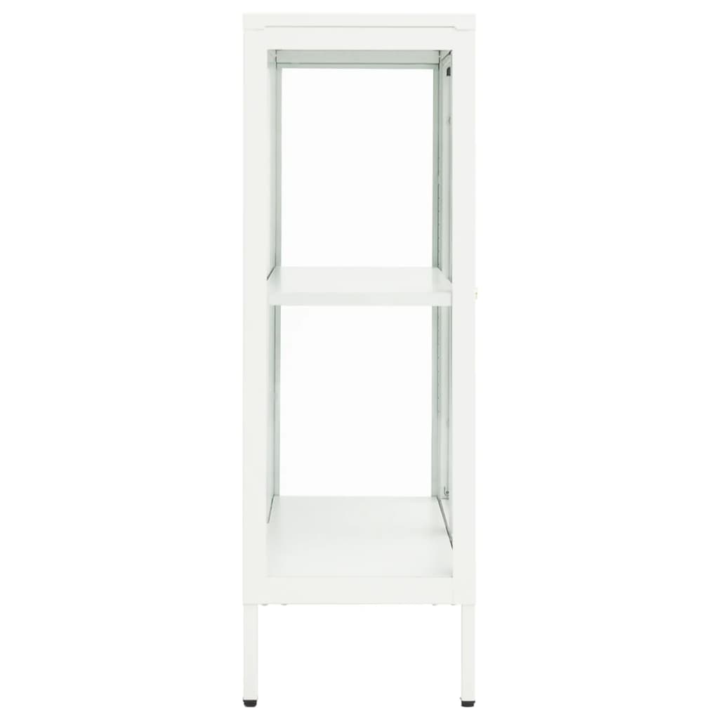 Fehér acél és üveg tálalószekrény 75 x 35 x 105 cm