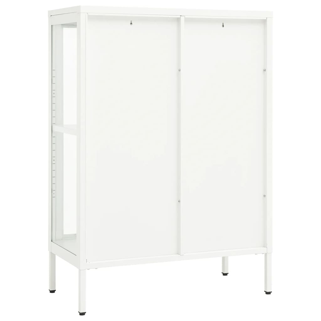 Fehér acél és üveg tálalószekrény 75 x 35 x 105 cm