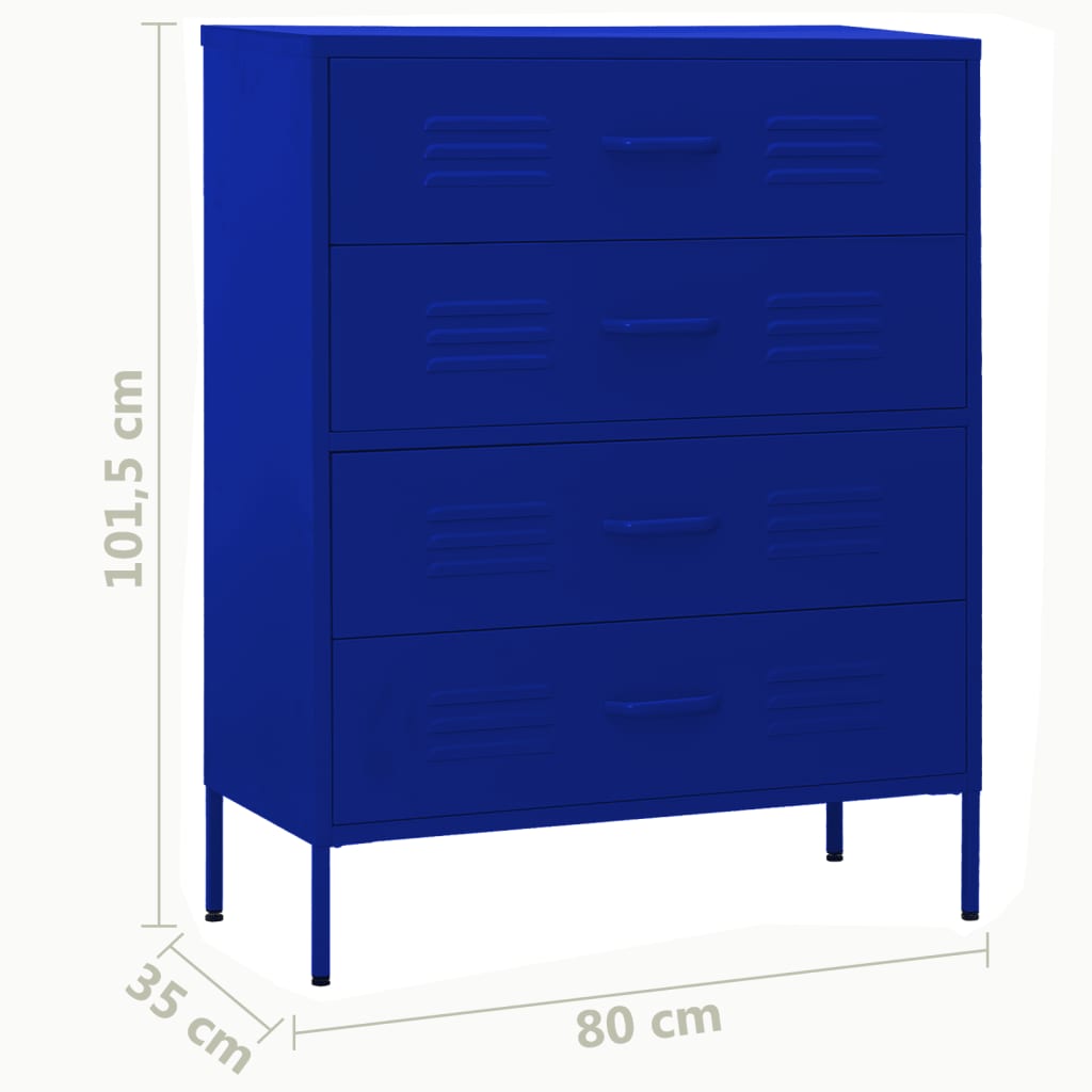 Tengerészkék acél fiókos szekrény 80 x 35 x 101,5 cm Tengerészkék acél fiókos szekrény 80 x 35 x 101,5 cm