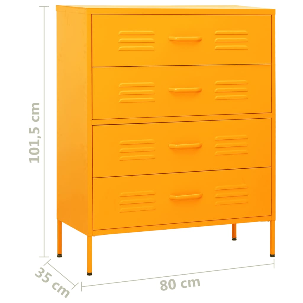 Mustársárga acél fiókos szekrény 80 x 35 x 101,5 cm Mustársárga acél fiókos szekrény 80 x 35 x 101,5 cm