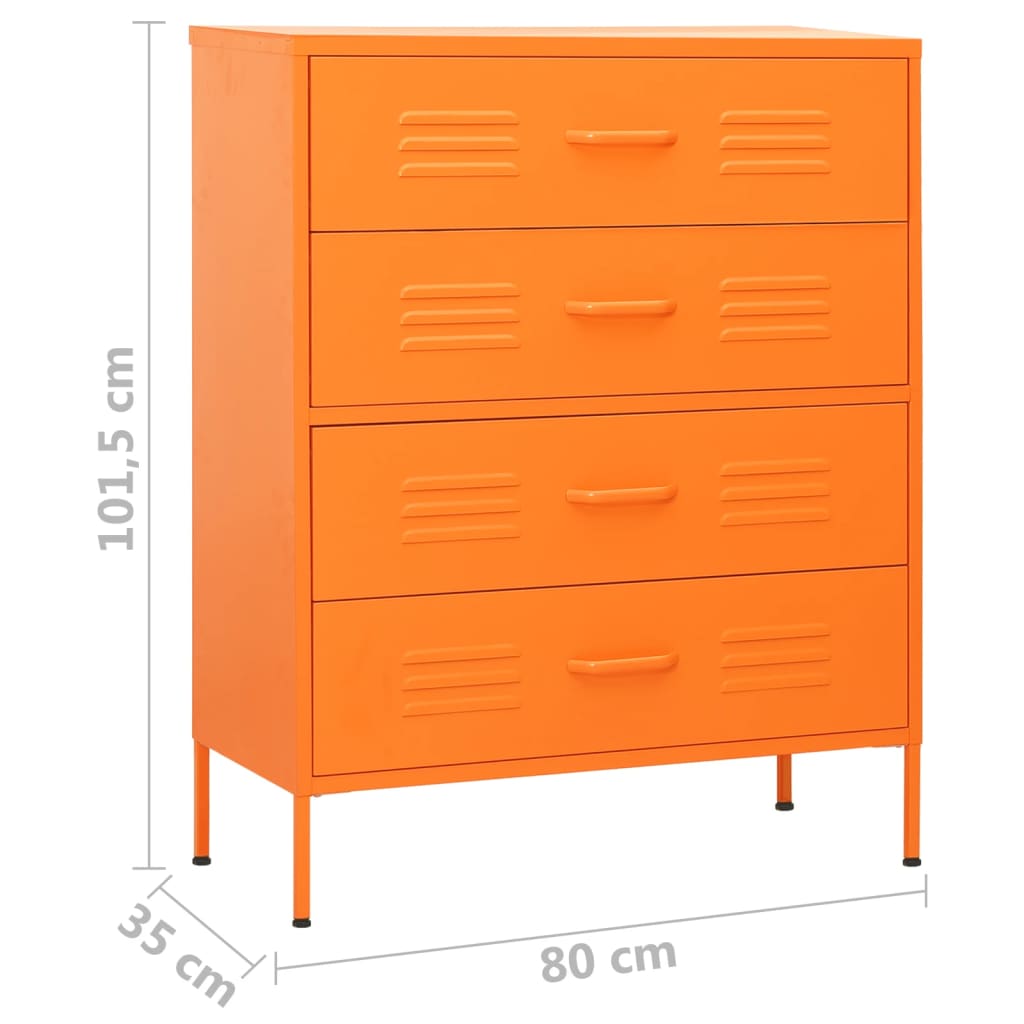 Narancssárga acél fiókos szekrény 80 x 35 x 101,5 cm Narancssárga acél fiókos szekrény 80 x 35 x 101,5 cm