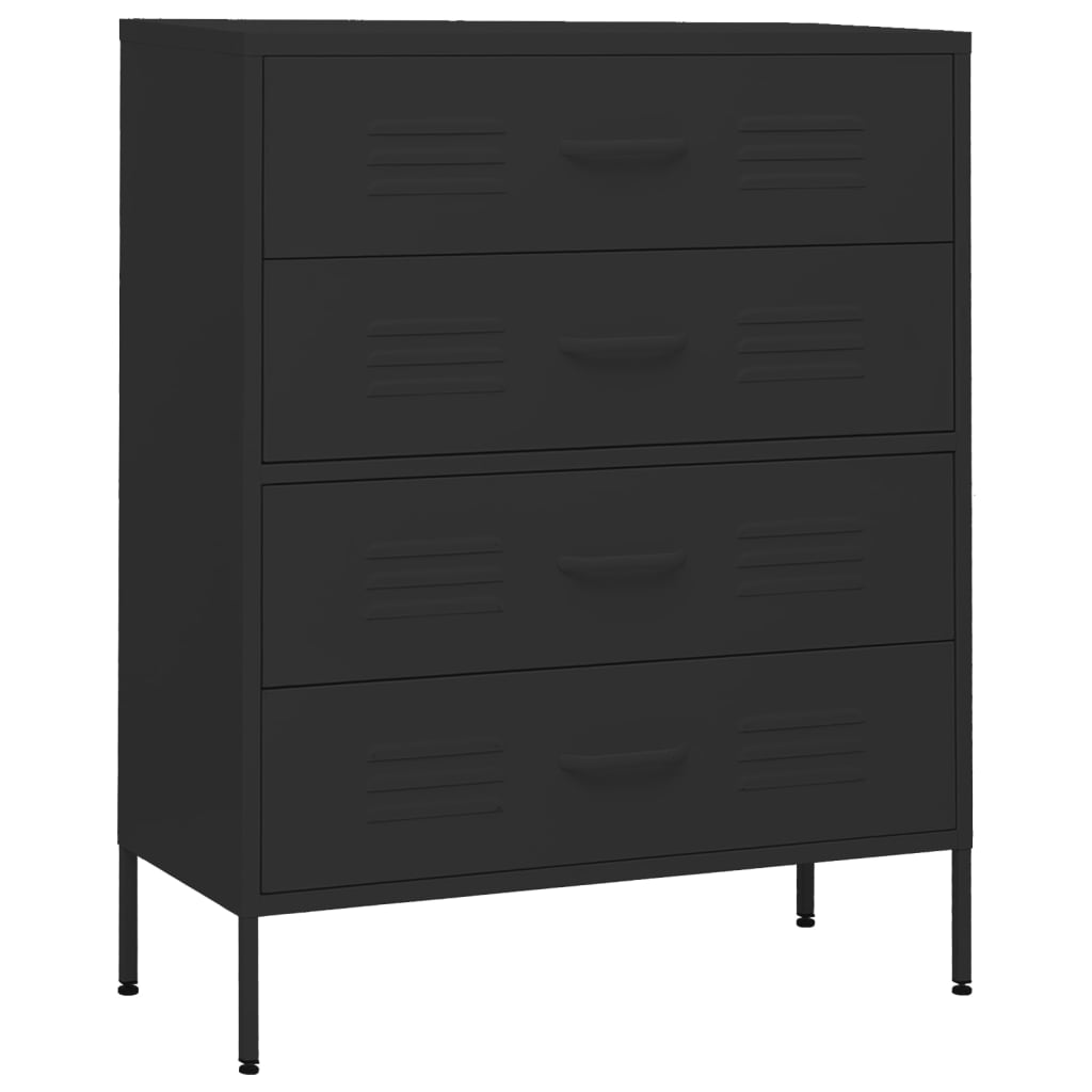 Fekete acél fiókos szekrény 80 x 35 x 101,5 cm Fekete acél fiókos szekrény 80 x 35 x 101,5 cm