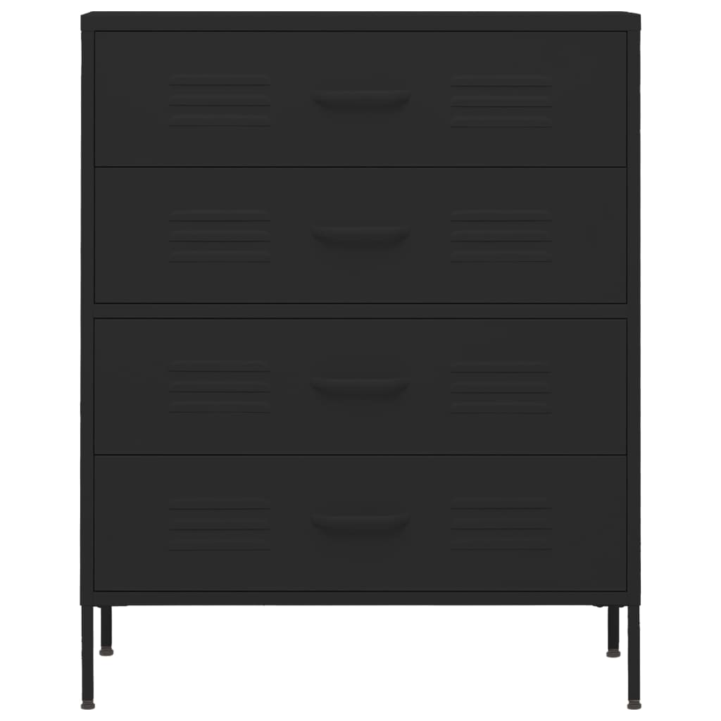 Fekete acél fiókos szekrény 80 x 35 x 101,5 cm Fekete acél fiókos szekrény 80 x 35 x 101,5 cm