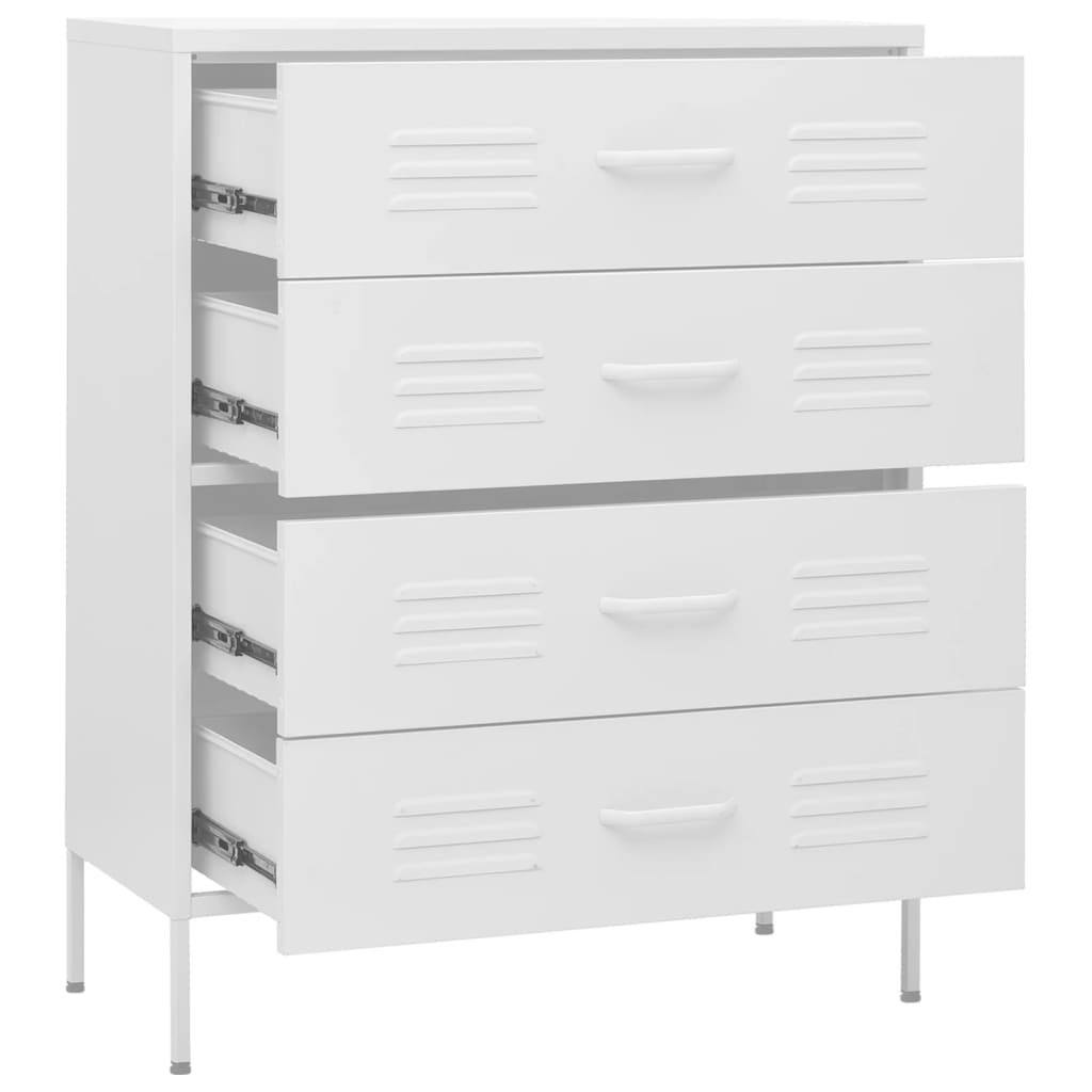 Fehér acél fiókos szekrény 80 x 35 x 101,5 cm Fehér acél fiókos szekrény 80 x 35 x 101,5 cm