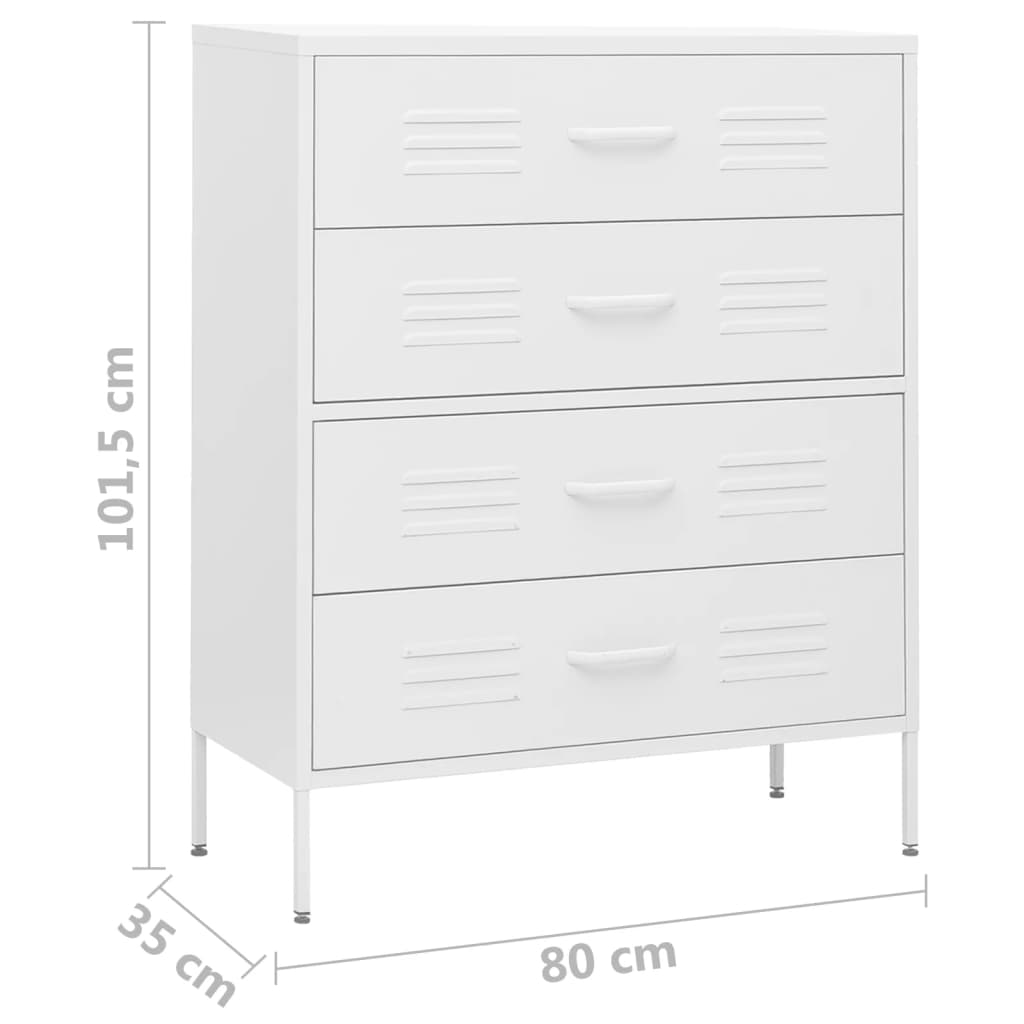 Fehér acél fiókos szekrény 80 x 35 x 101,5 cm Fehér acél fiókos szekrény 80 x 35 x 101,5 cm