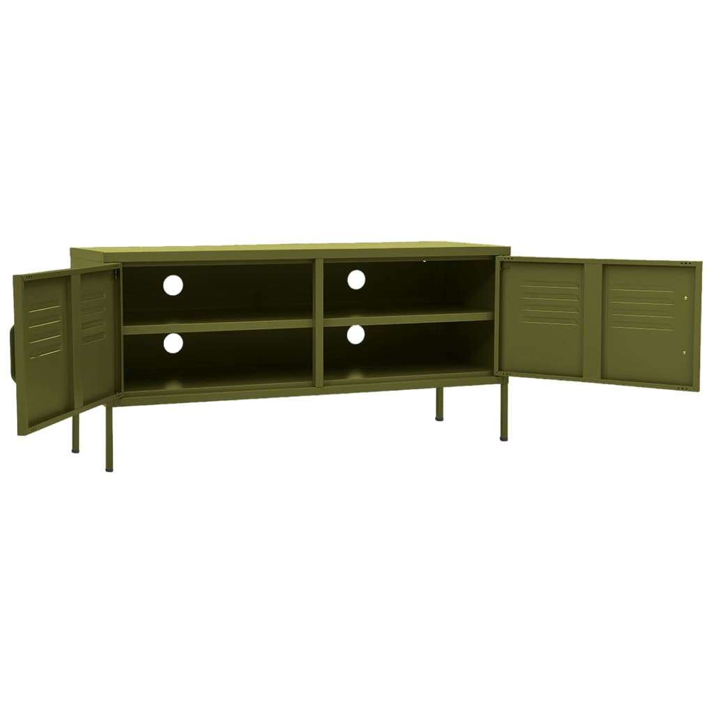 Olívazöld acél tv-szekrény 105 x 35 x 50 cm Olívazöld acél tv-szekrény 105 x 35 x 50 cm