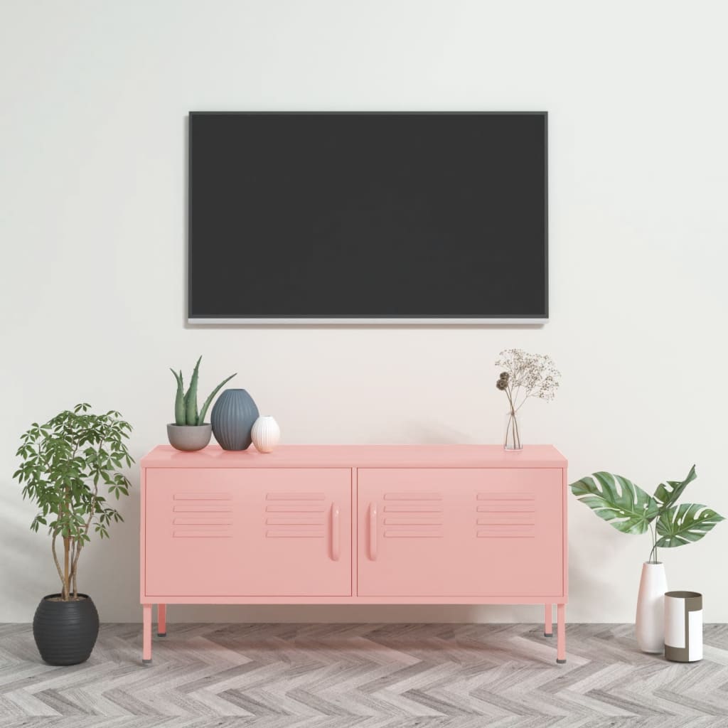 Rózsaszín acél tv-szekrény 105 x 35 x 50 cm Rózsaszín acél tv-szekrény 105 x 35 x 50 cm