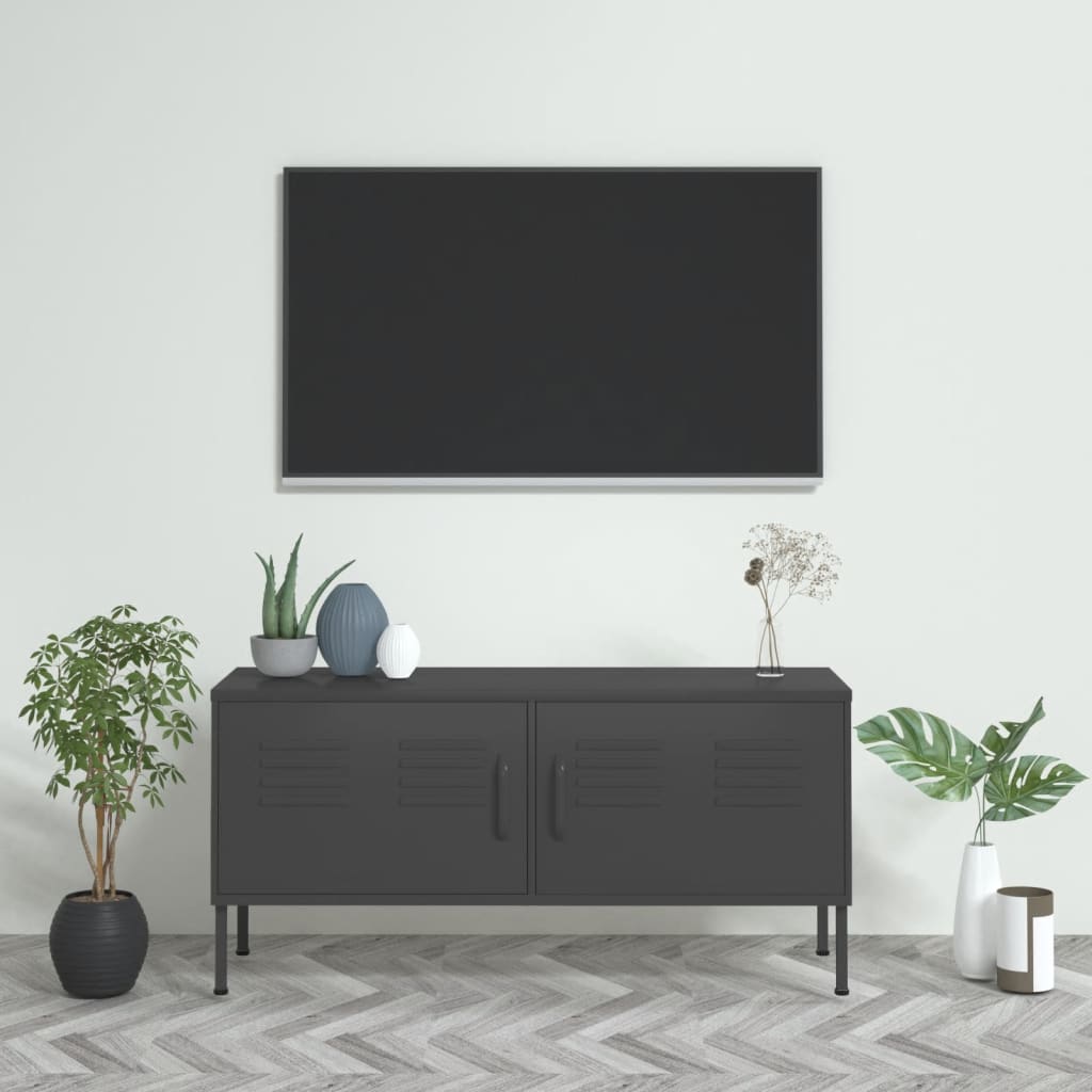 antracitszürke acél tv-szekrény 105 x 35 x 50 cm antracitszürke acél tv-szekrény 105 x 35 x 50 cm