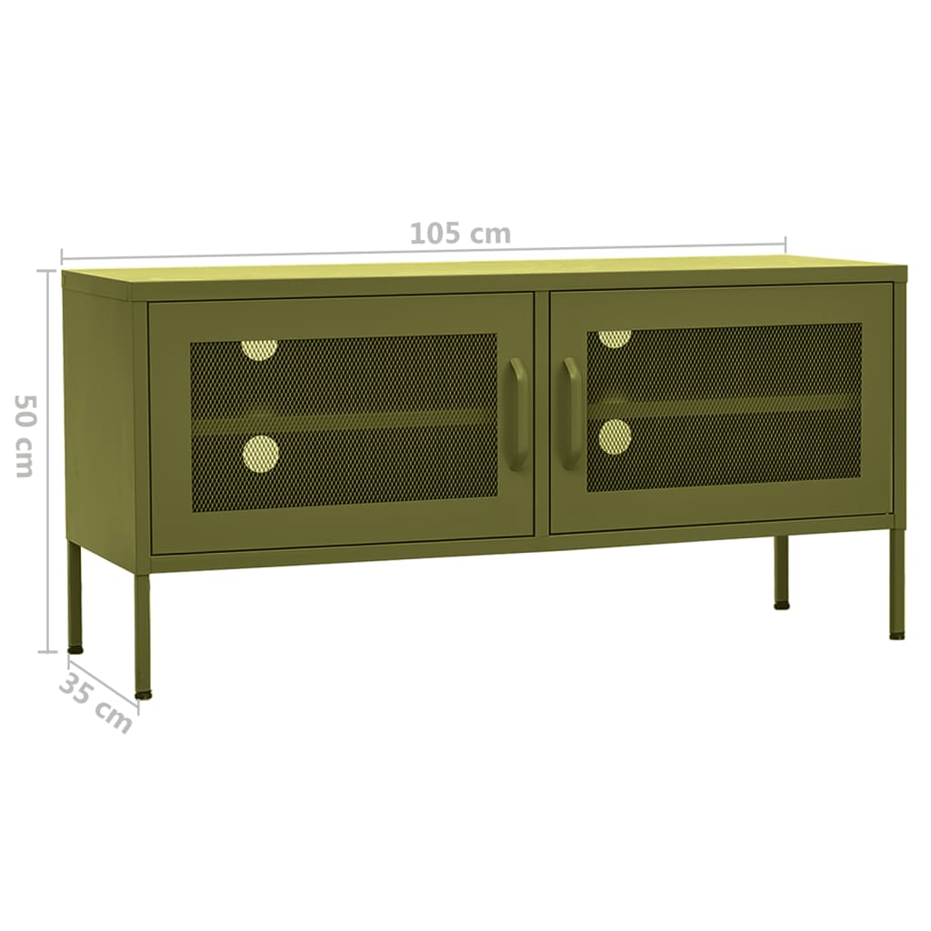 Olívazöld acél tv-szekrény 105 x 35 x 50 cm Olívazöld acél tv-szekrény 105 x 35 x 50 cm
