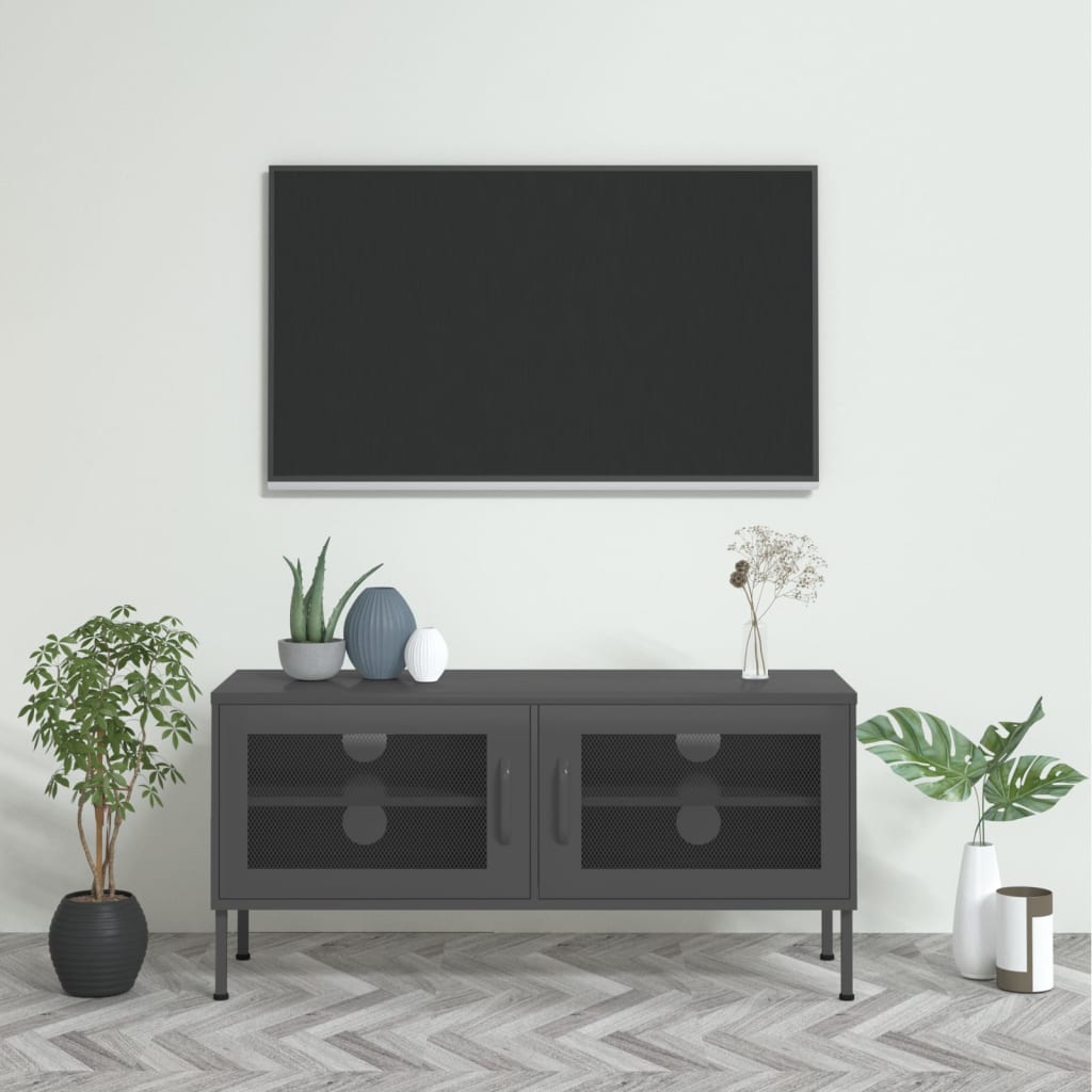 antracitszürke acél tv-szekrény 105 x 35 x 50 cm antracitszürke acél tv-szekrény 105 x 35 x 50 cm