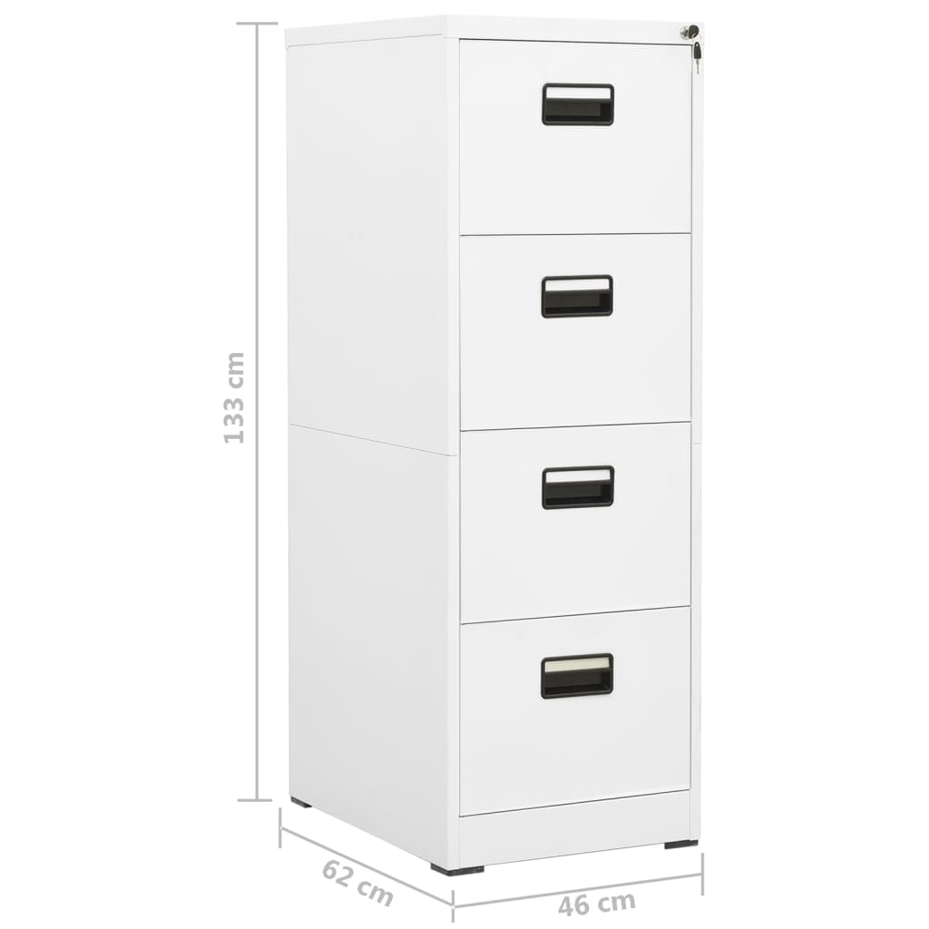 Fehér acél irattartó szekrény 46 x 62 x 133 cm