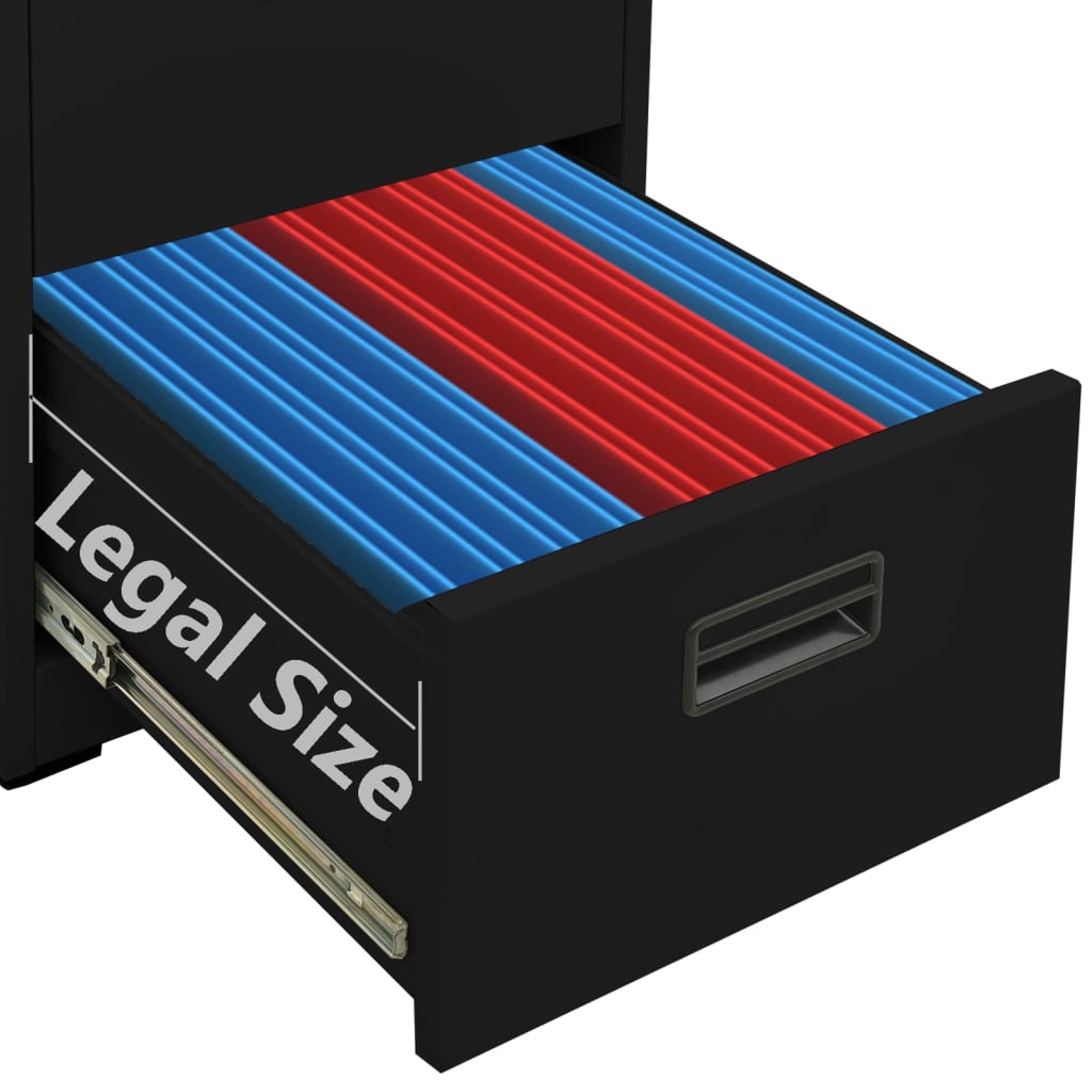 Fekete acél irattartó szekrény 46 x 62 x 133 cm