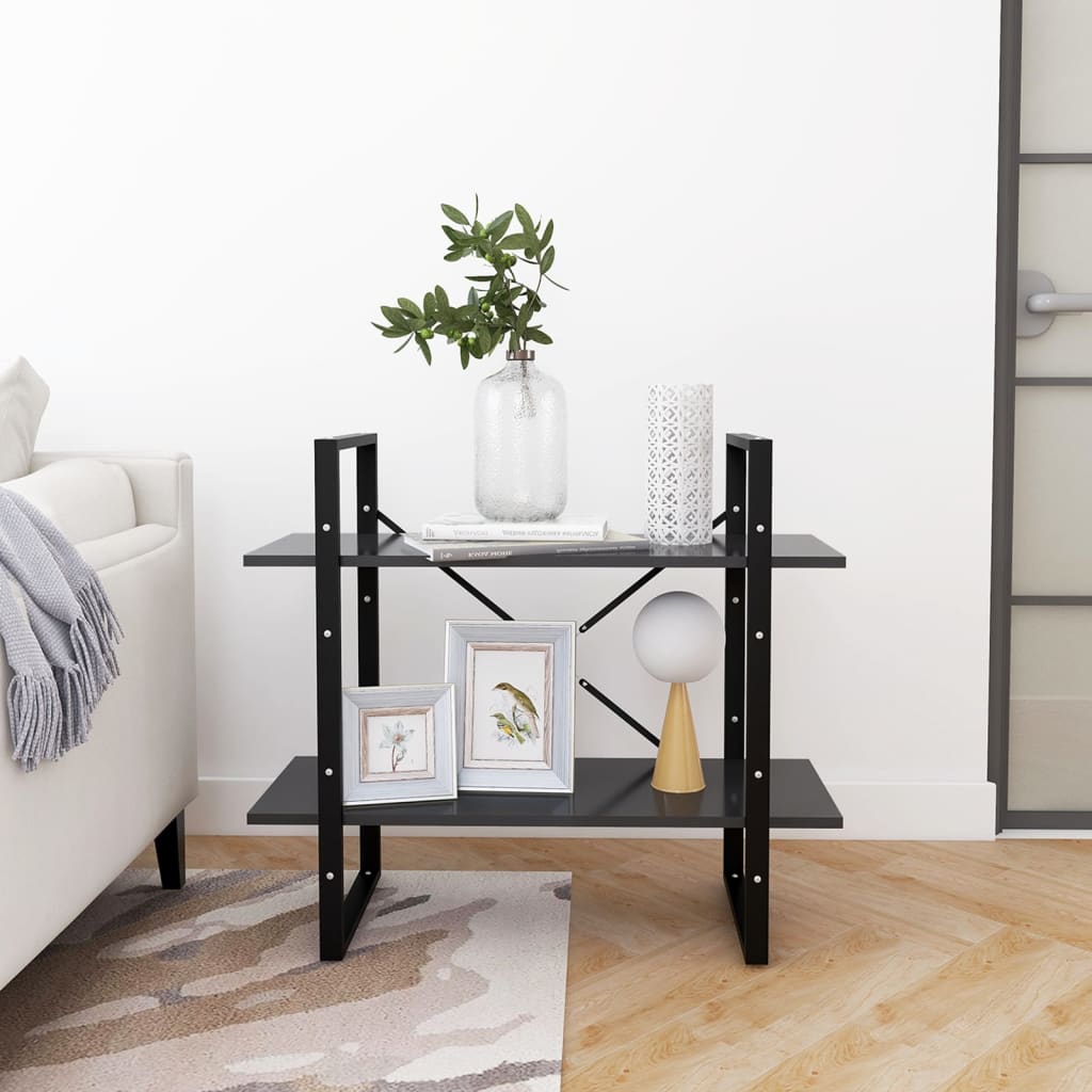 2-szintes szürke forgácslap könyvszekrény 80 x 30 x 70 cm