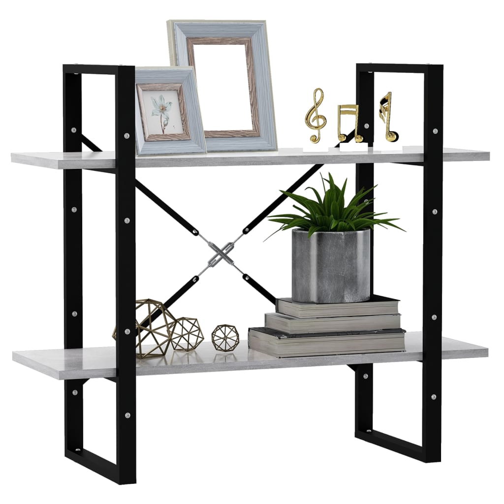 2-szintes betonszürke forgácslap könyvszekrény 80 x 30 x 70 cm