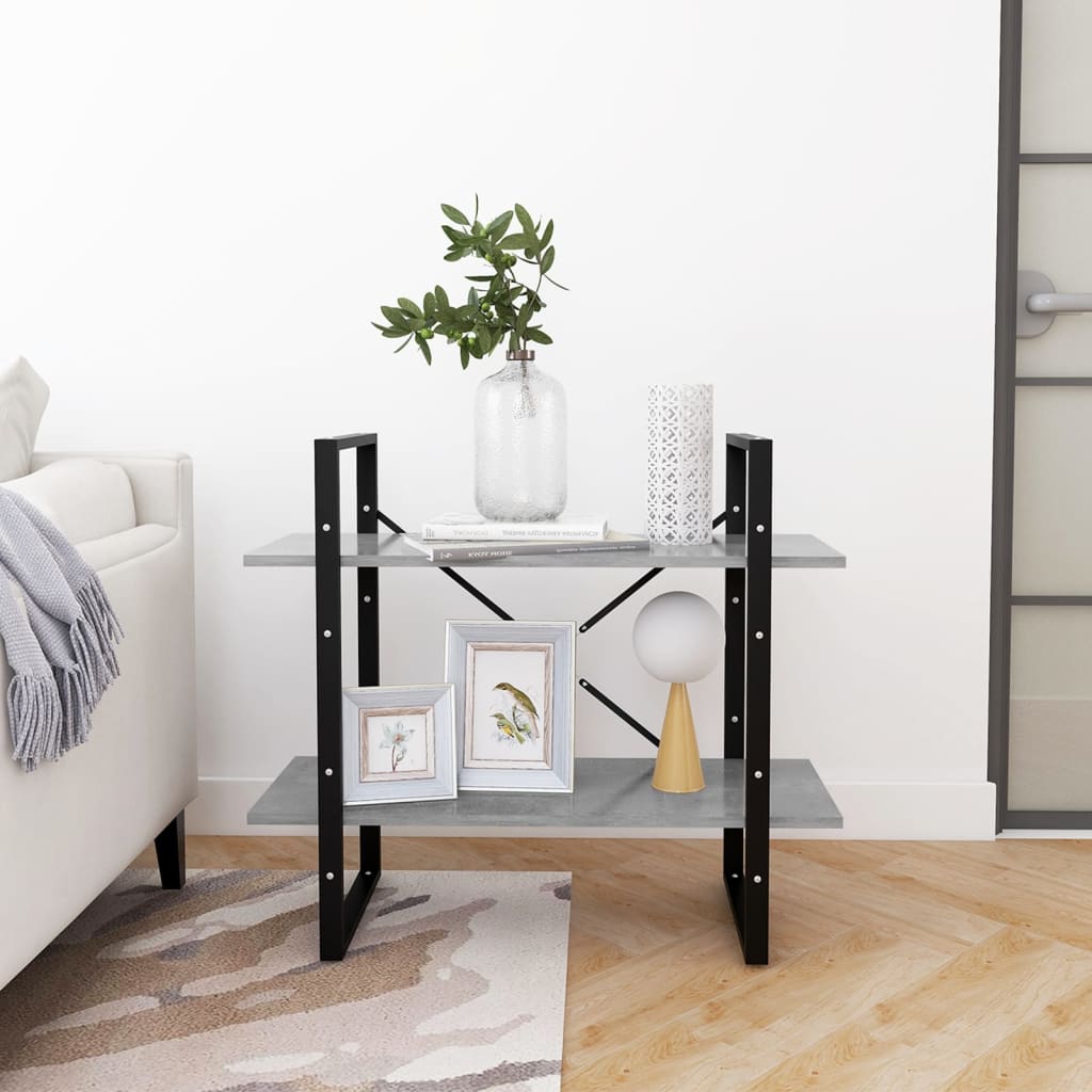 2-szintes betonszürke forgácslap könyvszekrény 80 x 30 x 70 cm