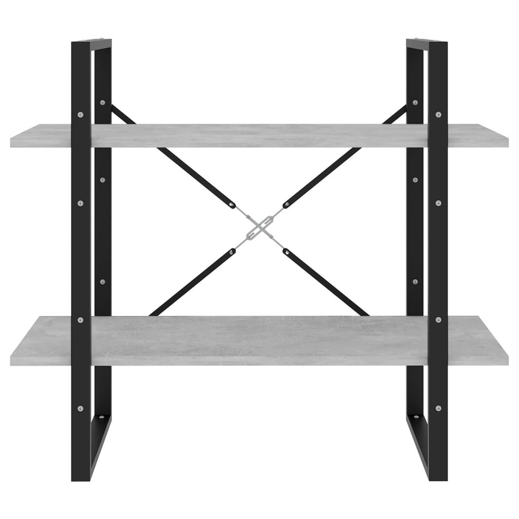 2-szintes betonszürke forgácslap könyvszekrény 80 x 30 x 70 cm