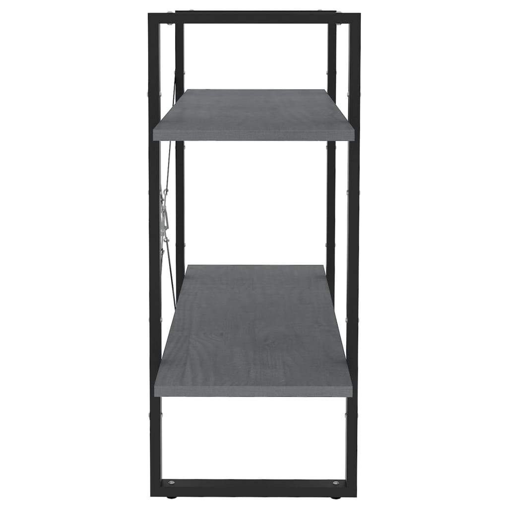 Kétszintes szürke tömör fenyőfa könyvszekrény 80 x 30 x 70 cm