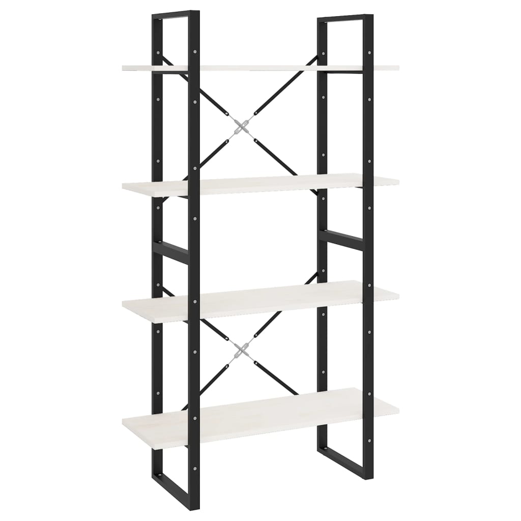 Négyszintes fehér tömör fenyőfa könyvszekrény 80 x 30 x 140 cm