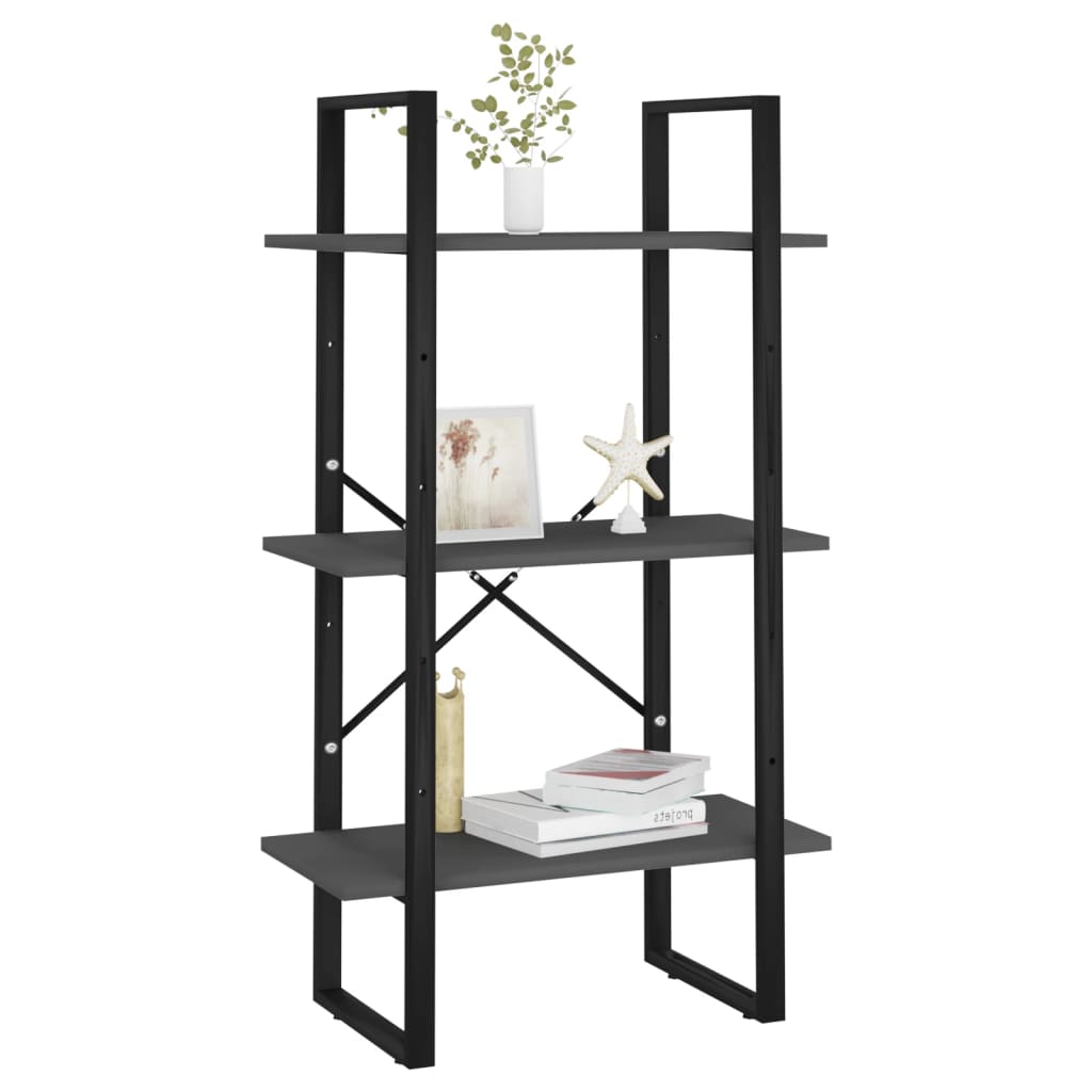 Szürke forgácslap tárolópolc 60 x 30 x 105 cm