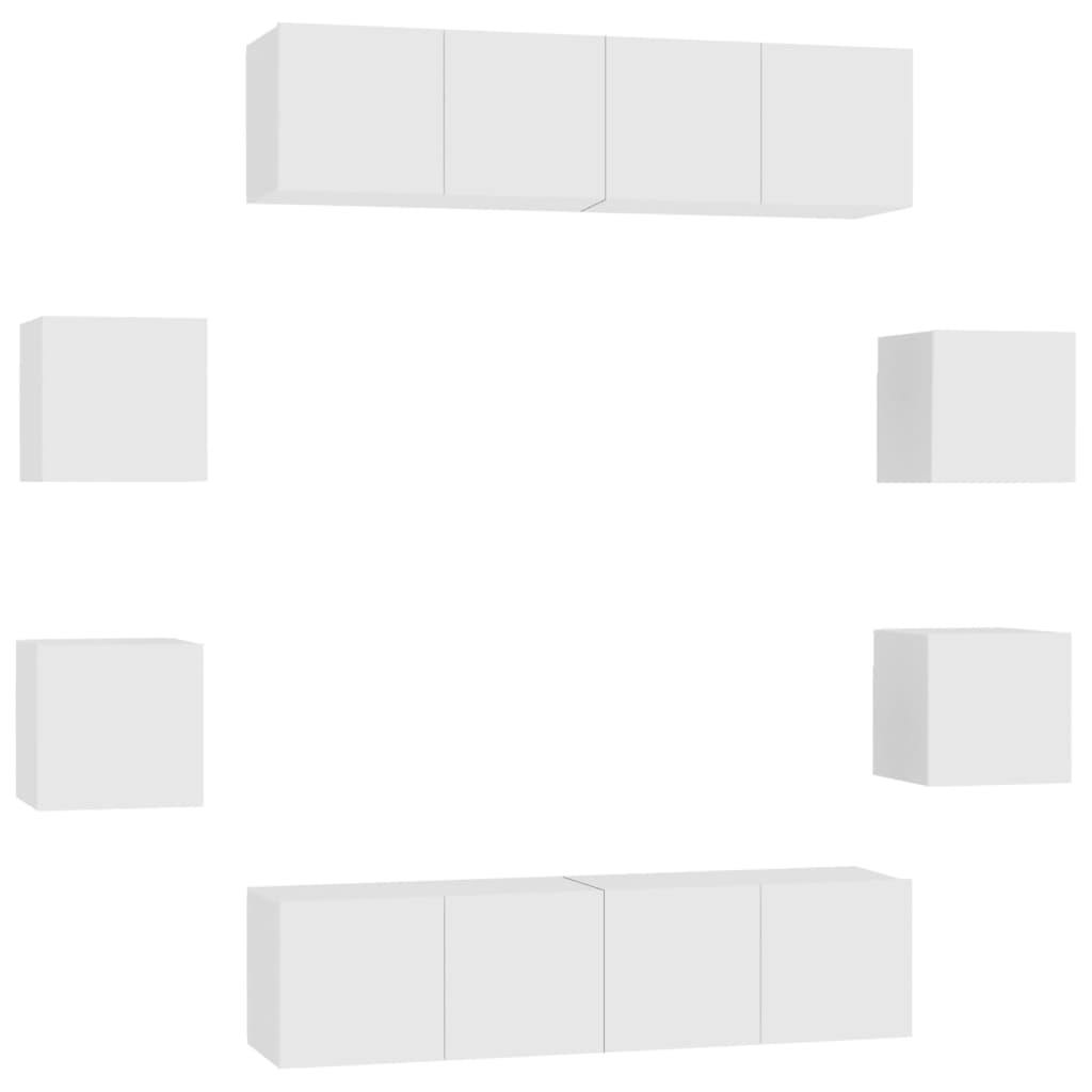 8 részes fehér forgácslap tv-szekrényszett