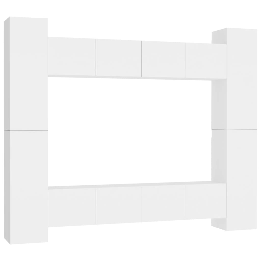 8 részes fehér forgácslap tv-szekrényszett