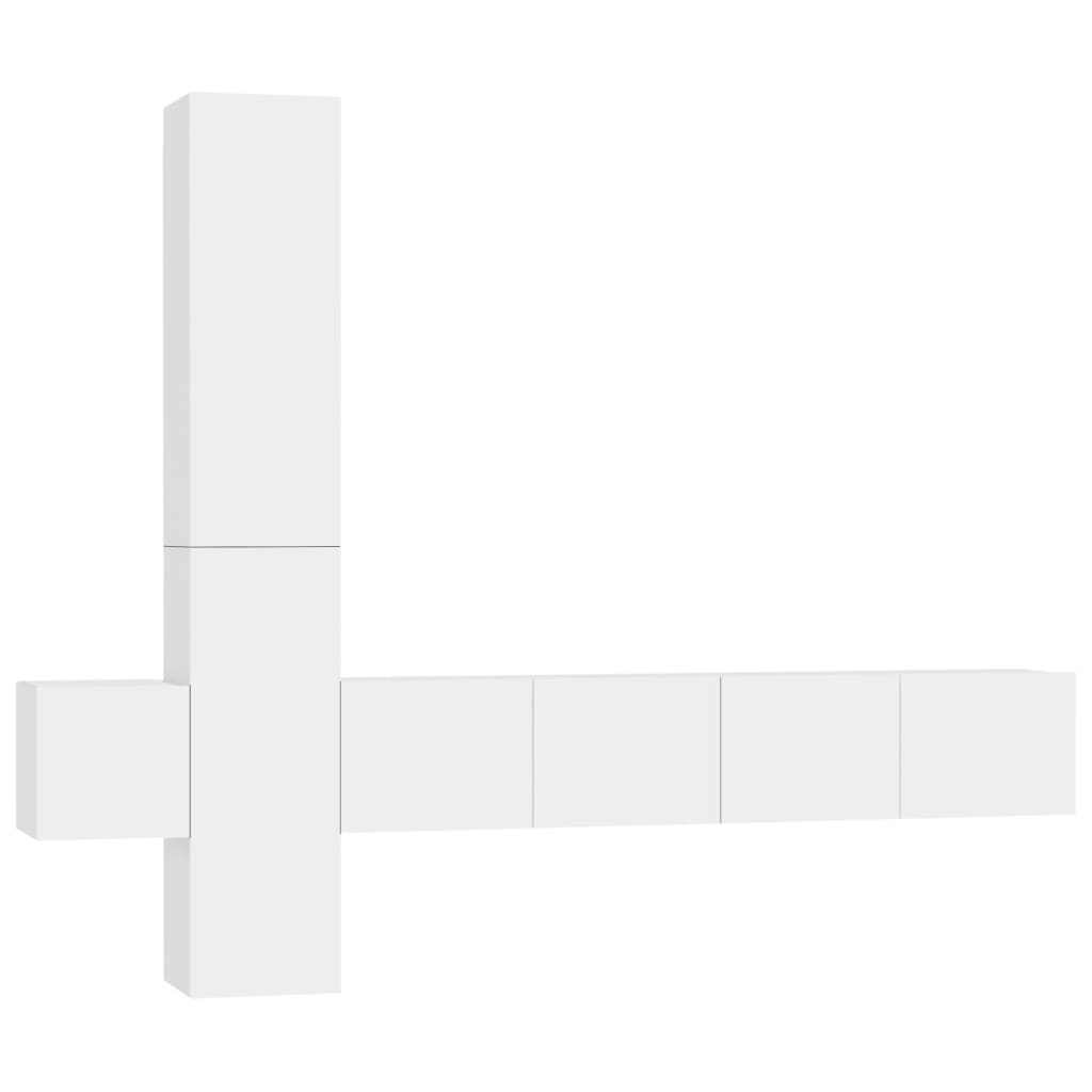 5 részes fehér forgácslap tv-szekrényszett