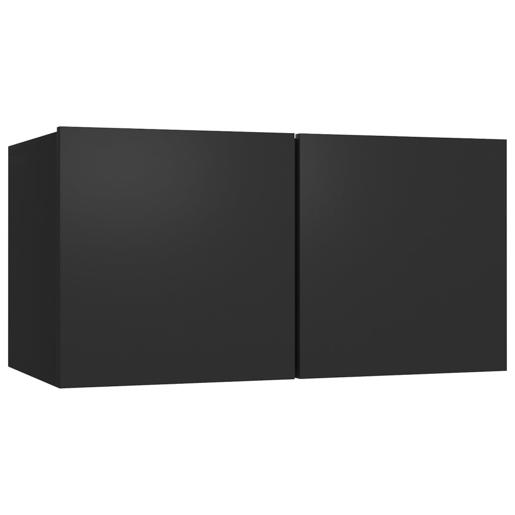 4 részes fekete forgácslap tv-szekrényszett 4 részes fekete forgácslap tv-szekrényszett
