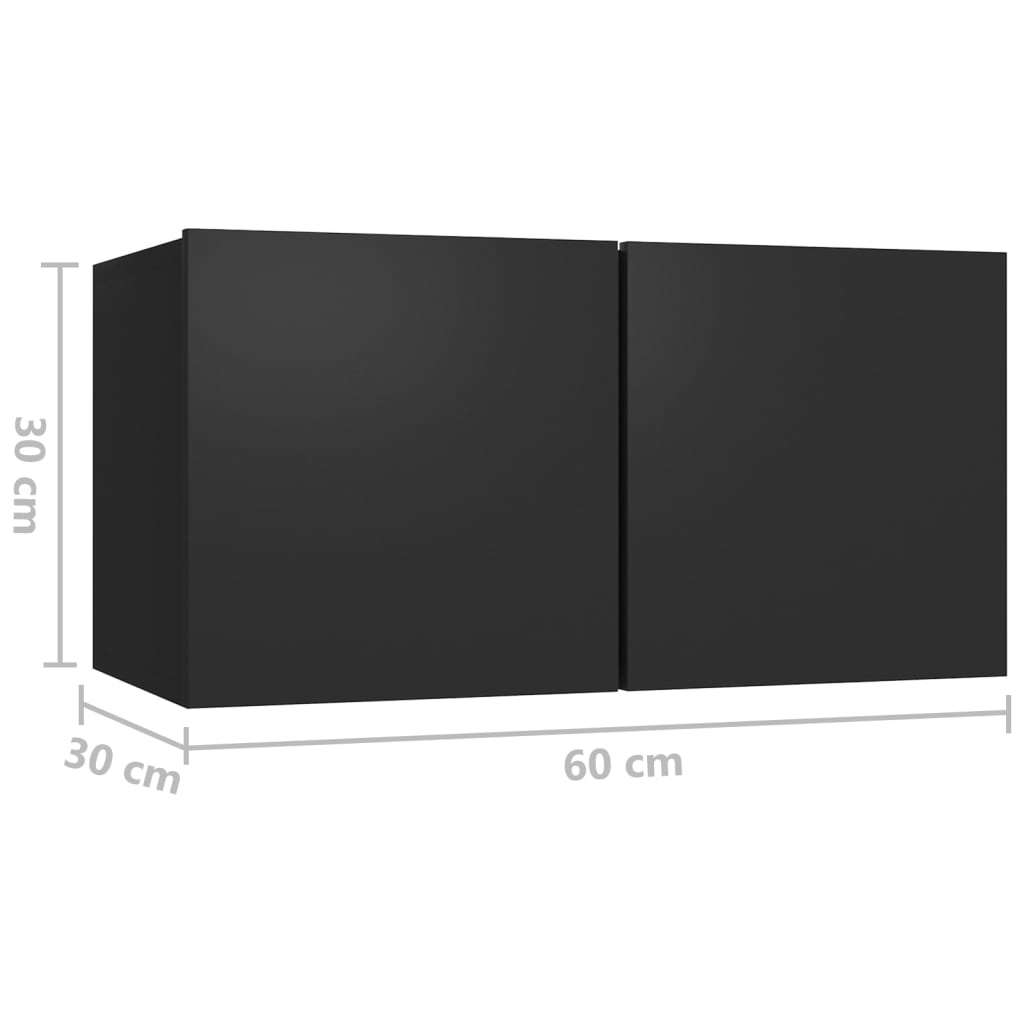 4 részes fekete forgácslap tv-szekrényszett 4 részes fekete forgácslap tv-szekrényszett