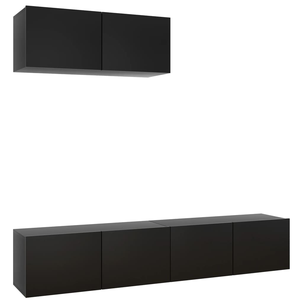 3 db fekete forgácslap tv-szekrény 3 db fekete forgácslap tv-szekrény