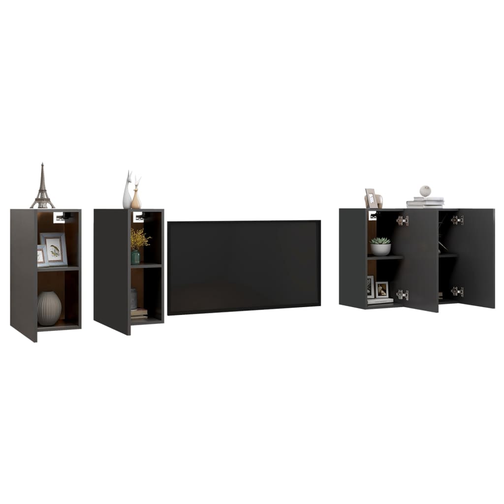 4 db szürke forgácslap tv-szekrény 30,5 x 30 x 60 cm 4 db szürke forgácslap tv-szekrény 30,5 x 30 x 60 cm
