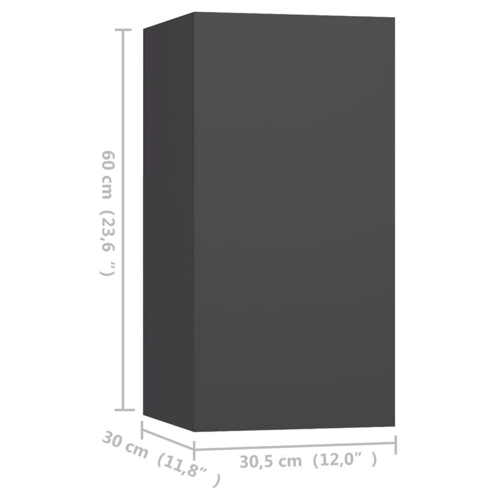 4 db szürke forgácslap tv-szekrény 30,5 x 30 x 60 cm 4 db szürke forgácslap tv-szekrény 30,5 x 30 x 60 cm