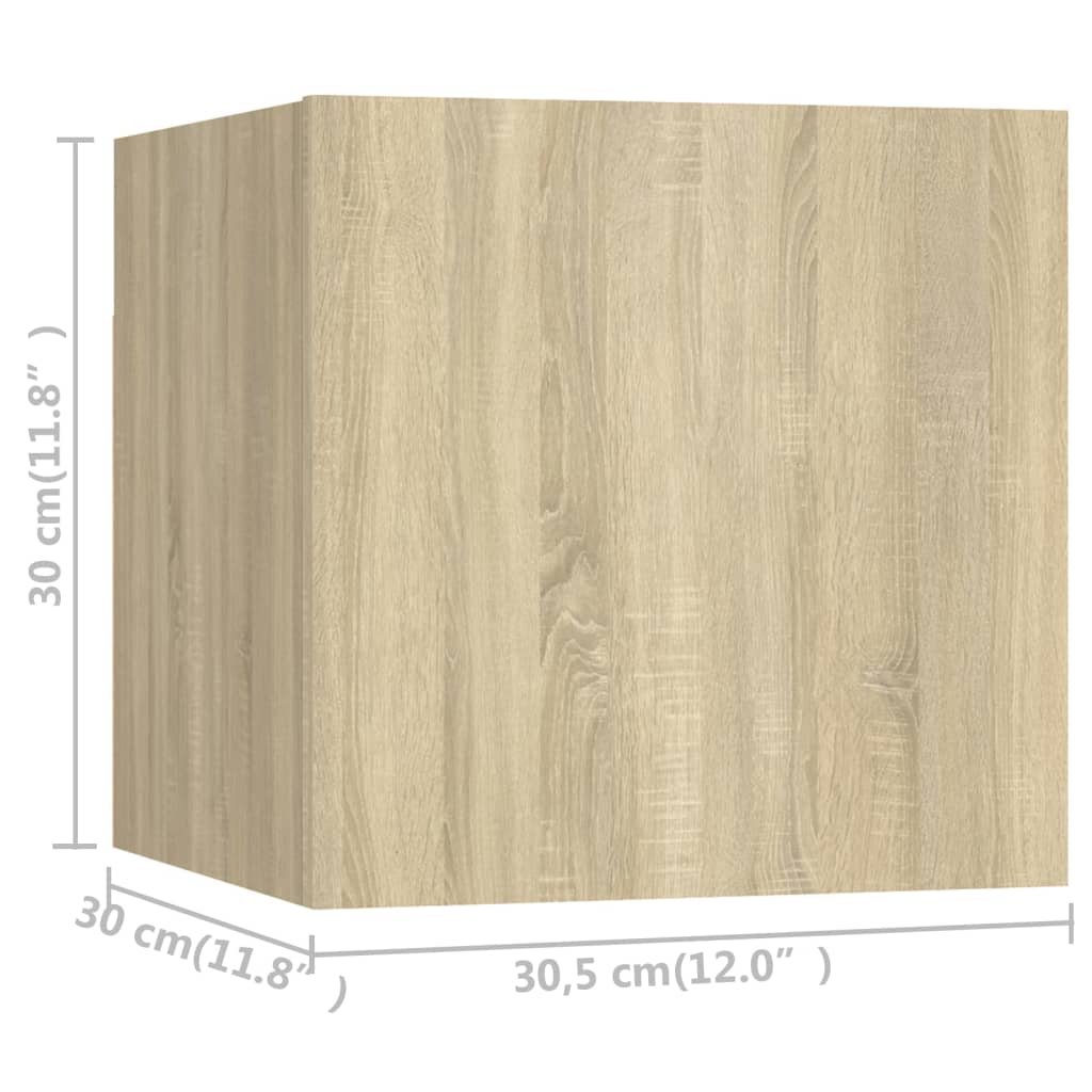 8 db sonoma színű falra szerelhető tv-szekrény 30,5x30x30 cm