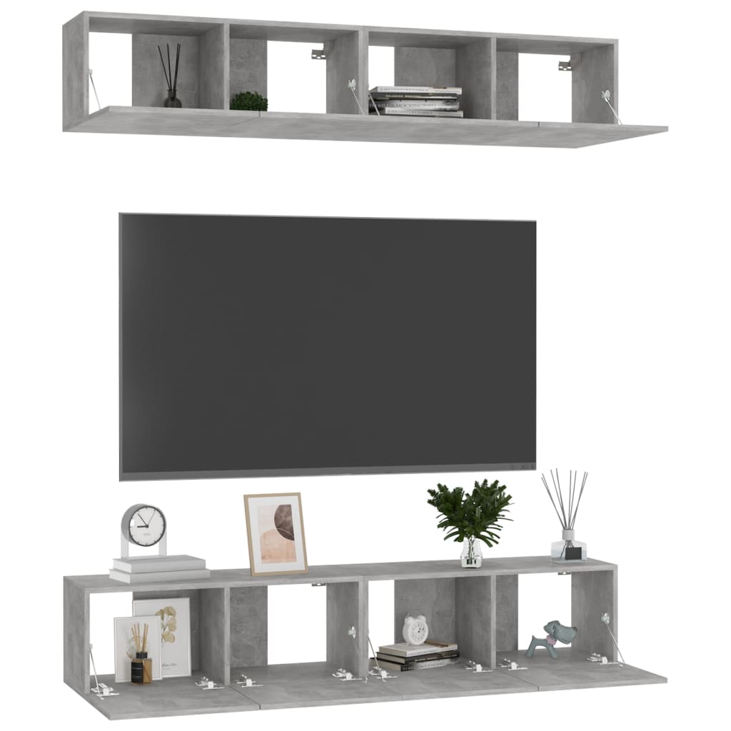 4 db betonszürke forgácslap tv-szekrény 80 x 30 x 30 cm 4 db betonszürke forgácslap tv-szekrény 80 x 30 x 30 cm