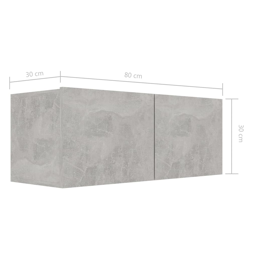 4 db betonszürke forgácslap tv-szekrény 80 x 30 x 30 cm 4 db betonszürke forgácslap tv-szekrény 80 x 30 x 30 cm
