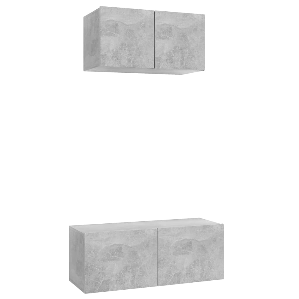 2 részes betonszürke forgácslap tv-szekrényszett 2 részes betonszürke forgácslap tv-szekrényszett