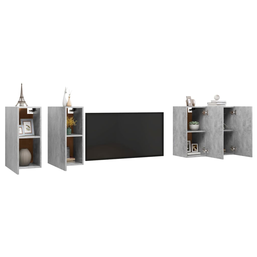 4 db betonszürke forgácslap tv-szekrény 30,5 x 30 x 60 cm