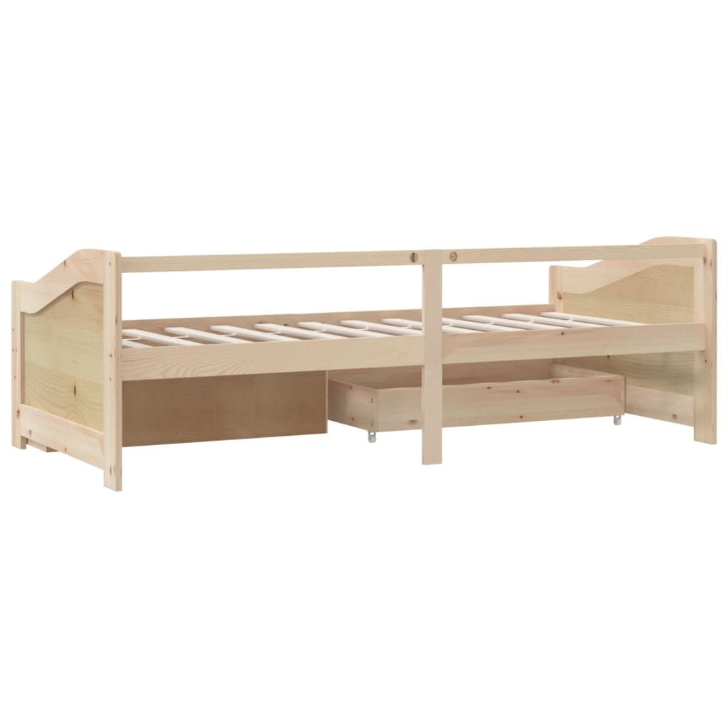 3-személyes tömör fenyőfa kanapéágy fiókokkal 90 x 200 cm