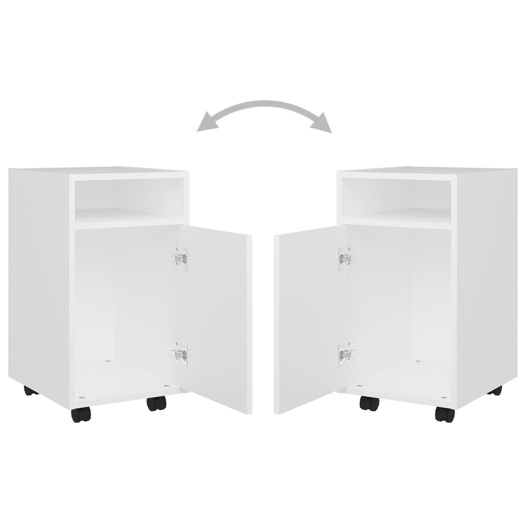 Fehér forgácslap kerekes kisszekrény 33 x 38 x 60 cm