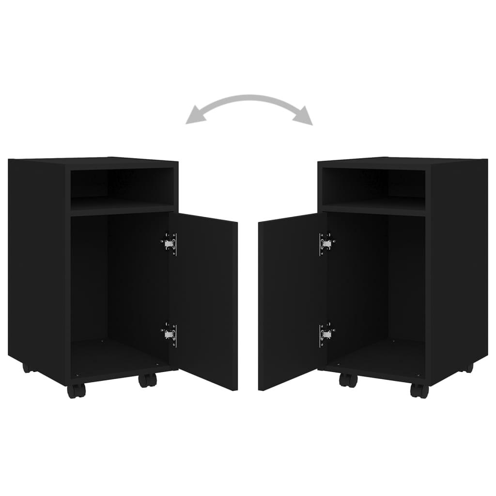 Fekete forgácslap kerekes kisszekrény 33 x 38 x 60 cm