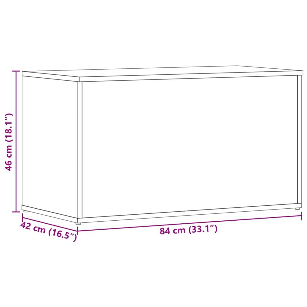 Betonszürke szerelt fa tárolóláda 84 x 42 x 46 cm