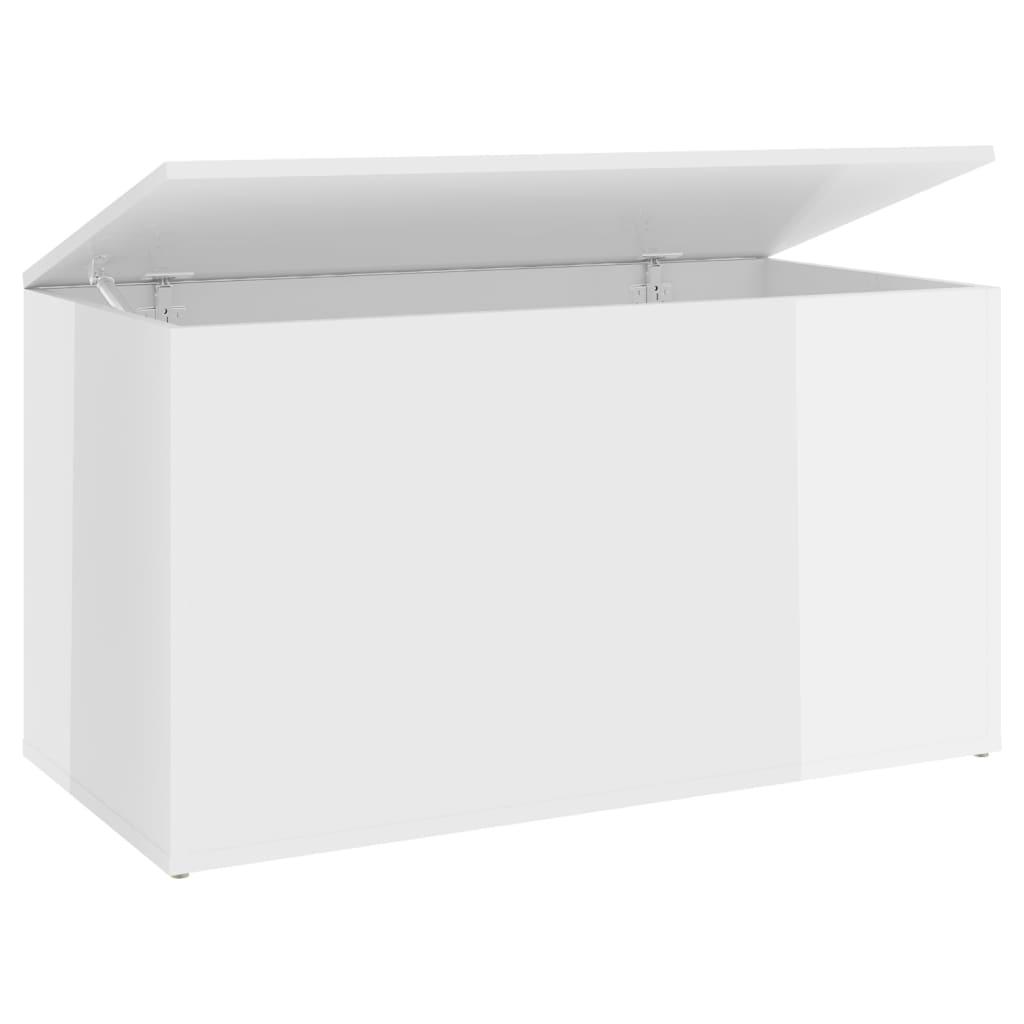 Magasfényű fehér forgácslap tárolóláda 84 x 42 x 46 cm Magasfényű fehér forgácslap tárolóláda 84 x 42 x 46 cm