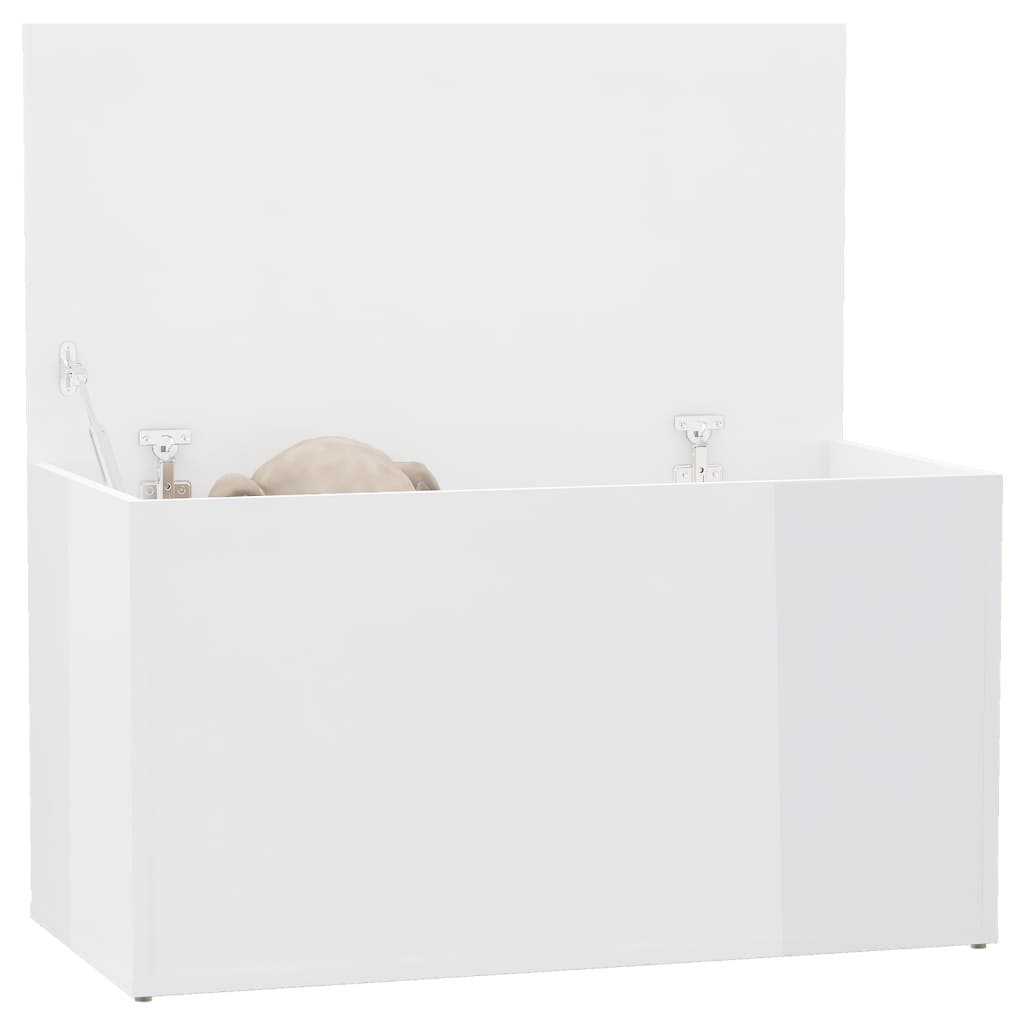 Magasfényű fehér forgácslap tárolóláda 84 x 42 x 46 cm Magasfényű fehér forgácslap tárolóláda 84 x 42 x 46 cm