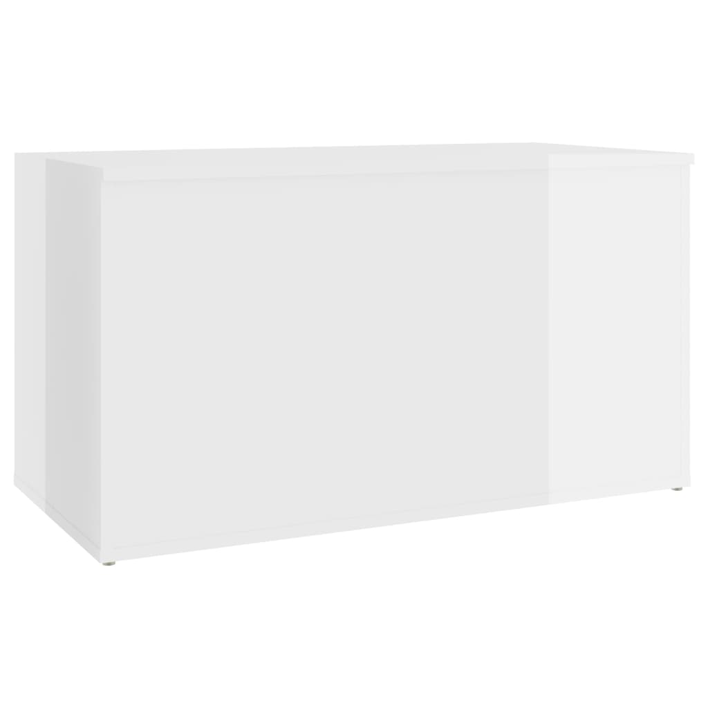 Magasfényű fehér forgácslap tárolóláda 84 x 42 x 46 cm Magasfényű fehér forgácslap tárolóláda 84 x 42 x 46 cm