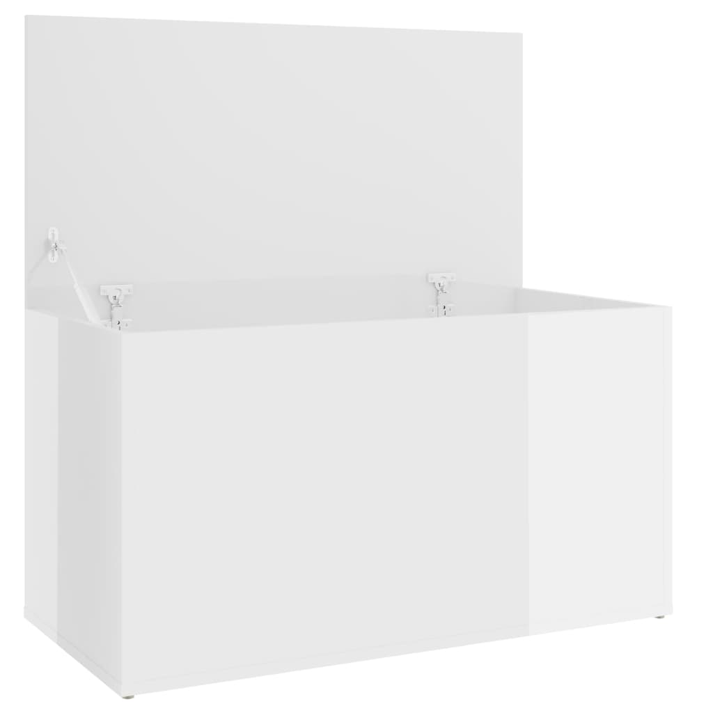 Magasfényű fehér forgácslap tárolóláda 84 x 42 x 46 cm Magasfényű fehér forgácslap tárolóláda 84 x 42 x 46 cm